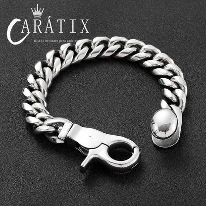 CARÁTIX - 8/14mm High-Grade Heavy Stainless Steel Cuban Link Chain Necklace Mens Hip Hop Rock Choker Jewelry 7-26inch Valentine's Day Gift for Men & Girls & Boys Mothers' Day Gift #Springtok