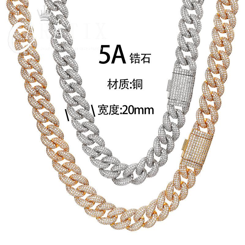 CARÁTIX 20mm 4-Row Cuban Chain | Claw Set CZ Iced Out Hip Hop Necklace for Men