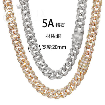 CARÁTIX 20mm 4-Row Cuban Chain | Claw Set CZ Iced Out Hip Hop Necklace for Men