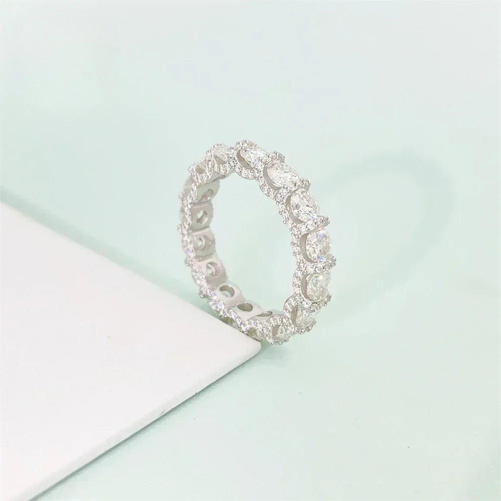 4mm Moissanite Iced Out Ring | S925 Silver Unisex Hip Hop Fashion Jewelry - CaratixJewelry