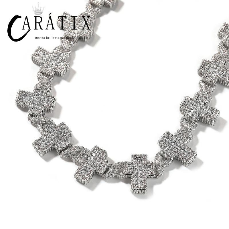 CARÁTIX Infinity Cross Link Chain Necklace – 5A+ CZ Iced Out Hip Hop Bling Jewelry for Men | Gold & Silver Rapper Gift
