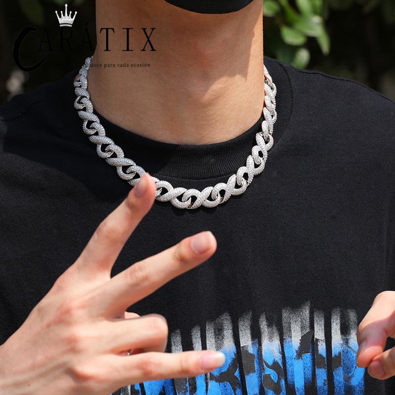 CARÁTIX Infinity 8 Shape Cuban Link Chain Necklace – 3A+ CZ Iced Out Hip Hop Bling Jewelry for Men | Solid Rapper Gift
