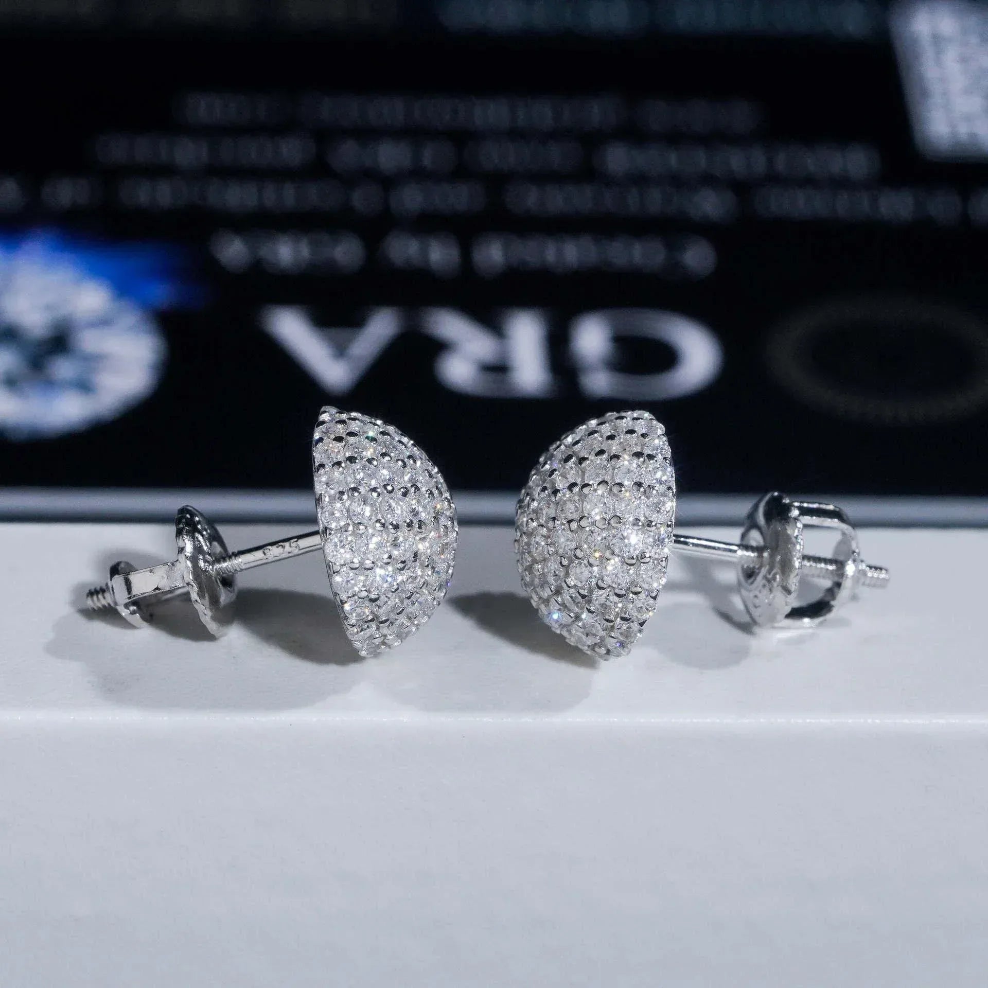 925 Silver Sphere Moissanite Hip Hop Stud Earrings Unisex - CaratixJewelry