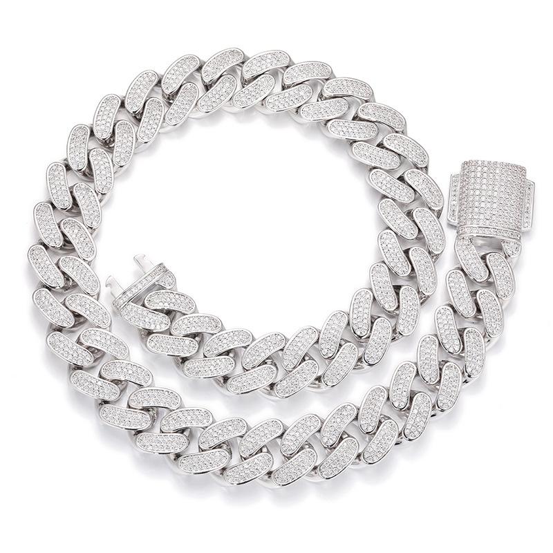 CARÁTIX 18mm Iced Out Cuban Link Chain Necklace – 3 Row CZ Heavy Round Hip Hop Bling Jewelry for Men | Rapper Gift