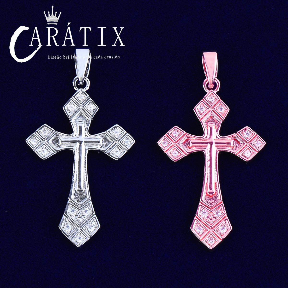 CARÁTIX Bubble Letter Arrow Cross Pendant Necklace – CZ Hip Hop Jewelry for Women & Men