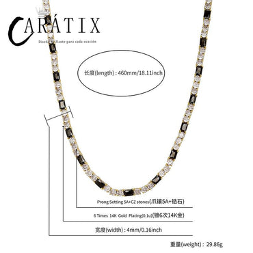 CARÁTIX Black Zircon Tennis Bracelet | 5A+ CZ Iced Out Hip Hop Chain for Men (7"-22")