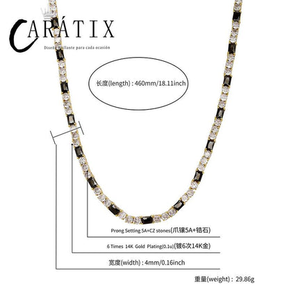 CARÁTIX Black Zircon Tennis Bracelet | 5A+ CZ Iced Out Hip Hop Chain for Men (7"-22")
