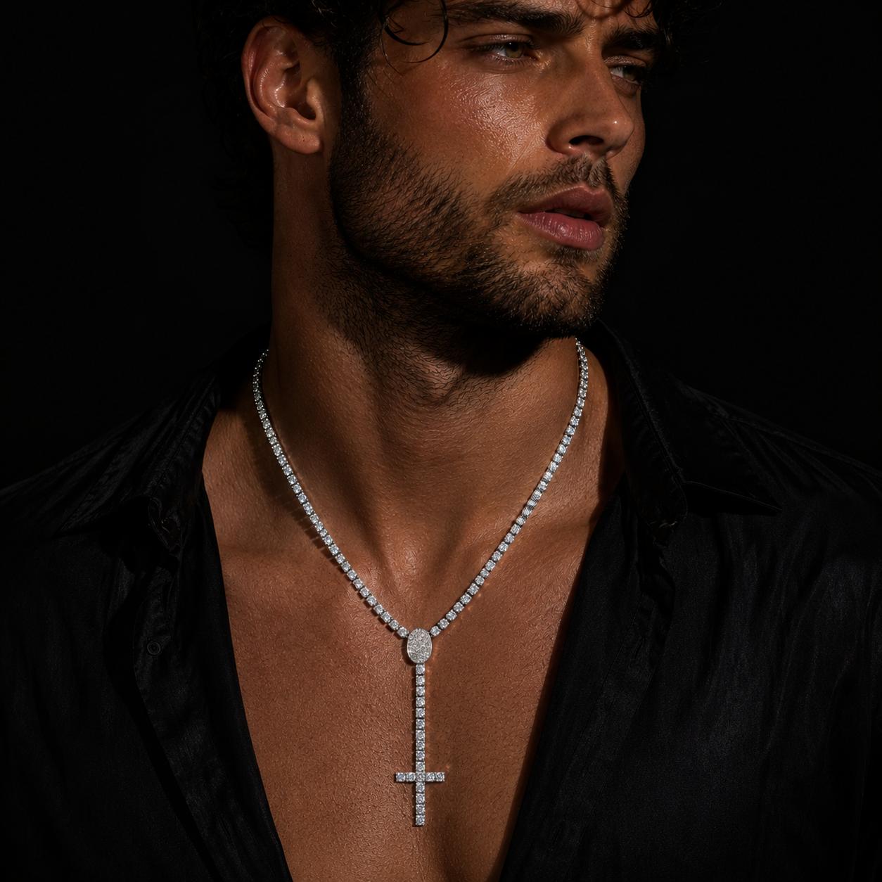 CARATIX Iced Out 5A CZ Cross Pendant Tennis Chain Necklace