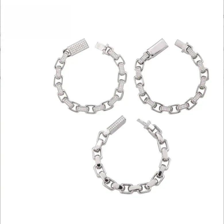 8mm Figure-Eight Cuban Link Bracelet S925 Silver | Moissanite Hip Hop Style - CaratixJewelry