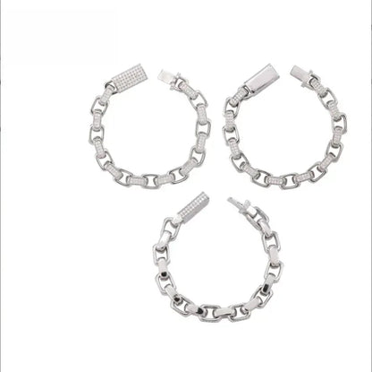 8mm Figure-Eight Cuban Link Bracelet S925 Silver | Moissanite Hip Hop Style - CaratixJewelry