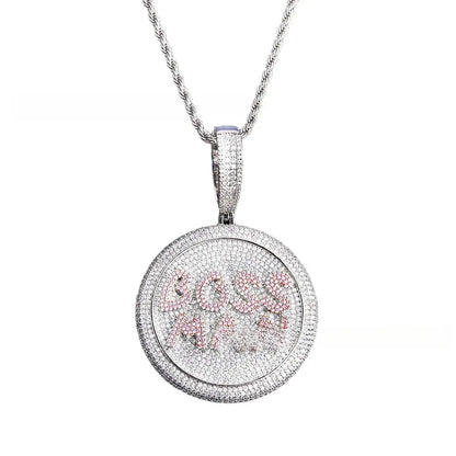 Iced Out "BOSSMAN" Letter Pendant | Men's Real Copper CZ Necklace - CaratixJewelry