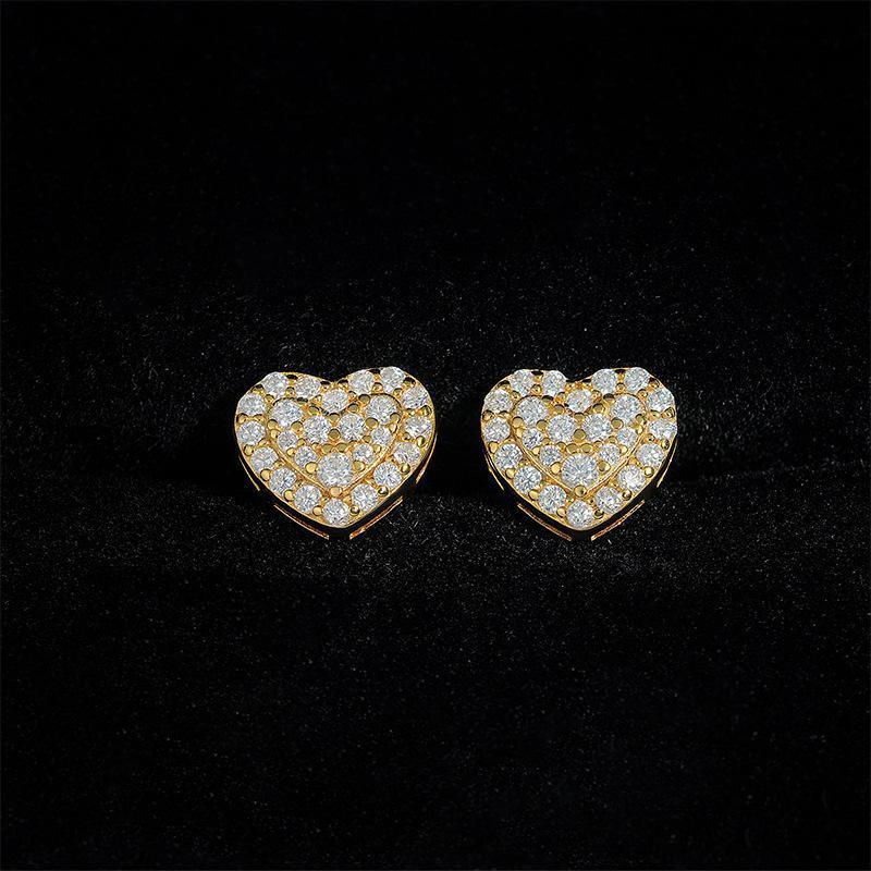 S925 Silver Heart Shape Moissanite Stud Earrings - CaratixJewelry