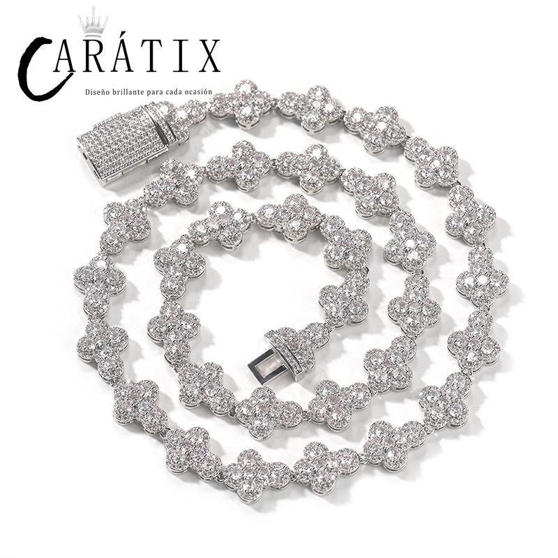 CARÁTIX - Hip Hop 5A+ CZ Stone Bling Iced Out Crosses Link Chain Bracelet for Men Women Rapper Jewlery Golden Silver Color  Valentine's Day Gift for Men & Girls & Boys Mothers' Day Gift #Springtok