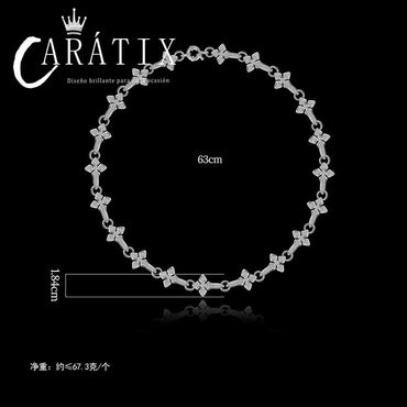 CARÁTIX - Hip Hop 3A+ CZ Stone Paved Bling Iced Out Holy Cross Link Chain Necklaces for Men Rapper Jewelry White Golden Color Gift Valentine's Day Gift for Men & Girls & Boys Mothers' Day Gift #Springtok