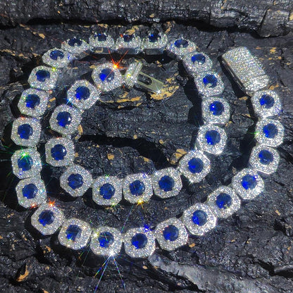 CARÁTIX - New Brass Colorful 12mm Cubic Zirconia Choker Cuban Link Necklace Men  Clustered Tennis Chain Valentine's Day Gift for Men & Girls & Boys Mothers' Day Gift #Springtok