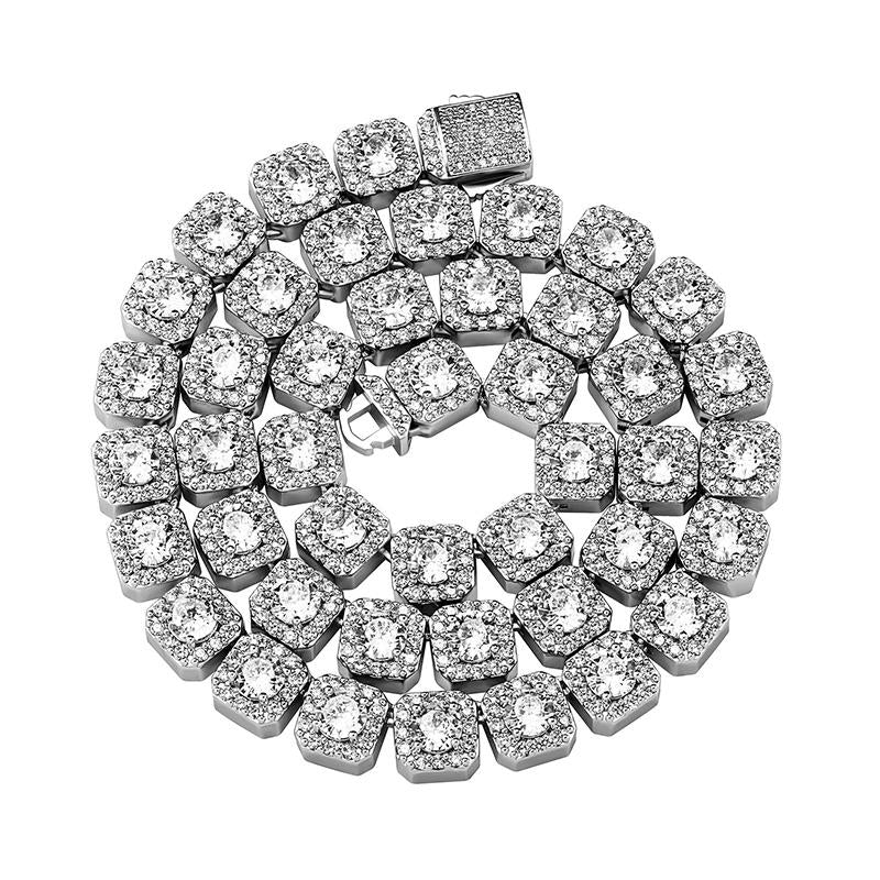 CARÁTIX - 7"-18" Hip Hop Bling Iced Out 1 Row Geometric Square AAA CZ Stone Tennis Chain Cubic Zirconia Chokers Necklaces Men Jewelry Valentine's Day Gift for Men & Girls & Boys Mothers' Day Gift #Springtok