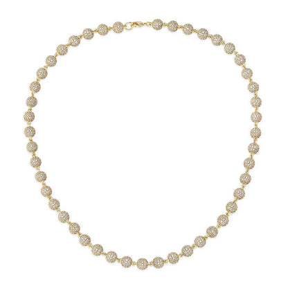 CARÁTIX 8mm Iced Out Beads Link Chain Necklace – CZ Hip Hop Bling Choker Jewelry for Men & Women | Rapper Gift