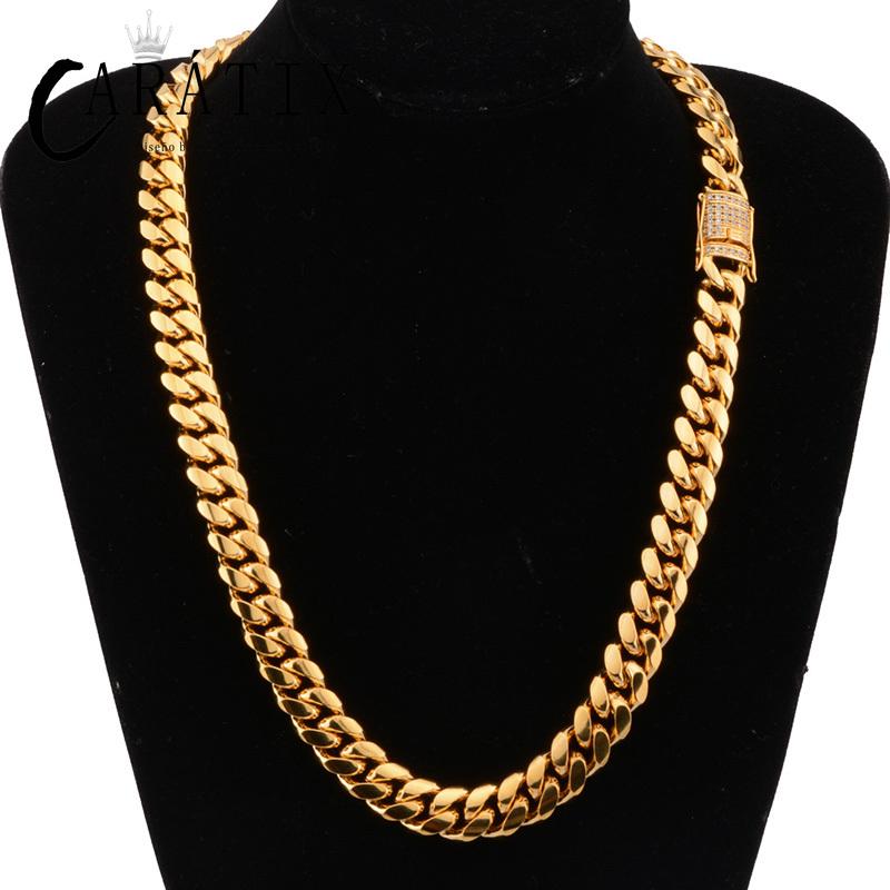 CARÁTIX Cuban Miami Chain | 6–18mm Stainless Steel CZ Hip Hop Necklace for Men