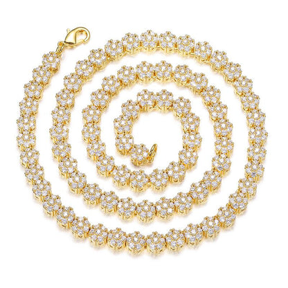 CARÁTIX Plum Blossom Tennis Chain | 3A+ CZ Iced Out Hip Hop Necklace for Men & Women (8mm)