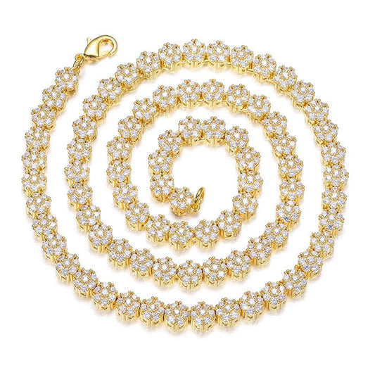 CARÁTIX Plum Blossom Tennis Chain | 3A+ CZ Iced Out Hip Hop Necklace for Men & Women (8mm)