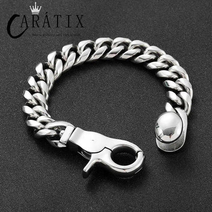 CARÁTIX - 8/14mm High-Grade Heavy Stainless Steel Cuban Link Chain Necklace Mens Hip Hop Rock Choker Jewelry 7-26inch Valentine's Day Gift for Men & Girls & Boys Mothers' Day Gift #Springtok
