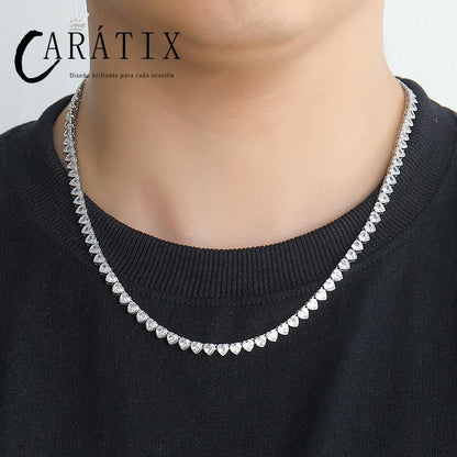 CARÁTIX - Hip Hop Bing Iced Out Heart Shape CZ Stone Tennis Link Chain Chokers Necklaces for Men Women Unisex Lovers Rapper Jewelry Gift Valentine's Day Gift for Men & Girls & Boys Mothers' Day Gift #Springtok