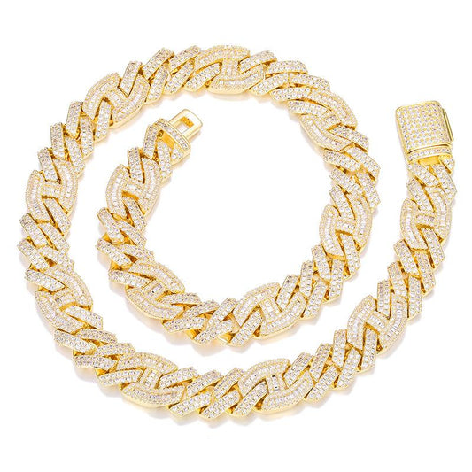 CARÁTIX - Hip Hop 5A CZ Stone Paved Bling Iced Out Coffee Bean Rhombus Cuban Miami Link Chain Chokers Necklaces for Men Rapper Jewelry Valentine's Day Gift for Men & Girls & Boys Mothers' Day Gift #Springtok