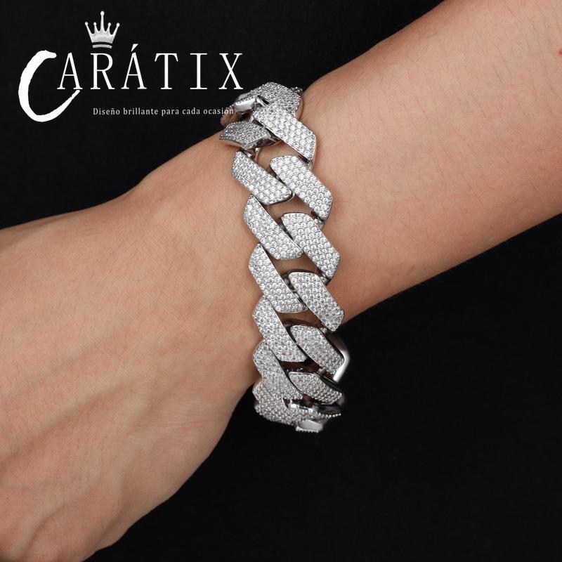 CARÁTIX – 22mm 4-Row Rhombus Cuban Link Chain Necklace | Iced Out CZ Hip Hop Jewelry for Men & Women