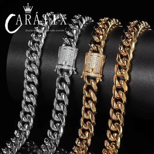 CARÁTIX – 12mm Miami Cuban Curb Link Chain Necklace | 316L Stainless Steel Trendy Jewelry for Men & Women