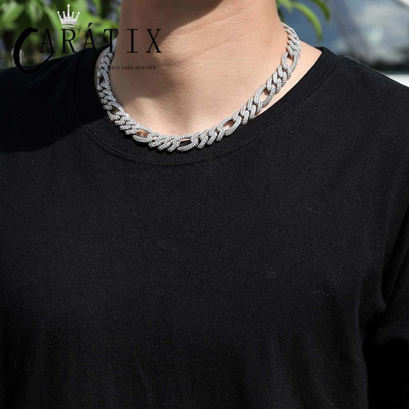 CARÁTIX 12mm 3:1 Cuban Chain | 2-Row CZ Iced Out Hip Hop Necklace for Men