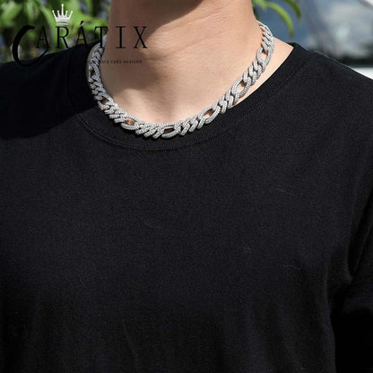 CARÁTIX 12mm 3:1 Cuban Chain | 2-Row CZ Iced Out Hip Hop Necklace for Men