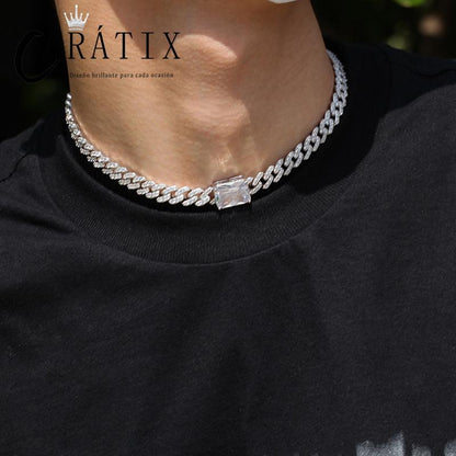 CARÁTIX Heart & Square CZ Iced Out Cuban Link Chain Necklace – AAA+ Claw Setting Hip Hop Bling Jewelry for Men & Women | Gift