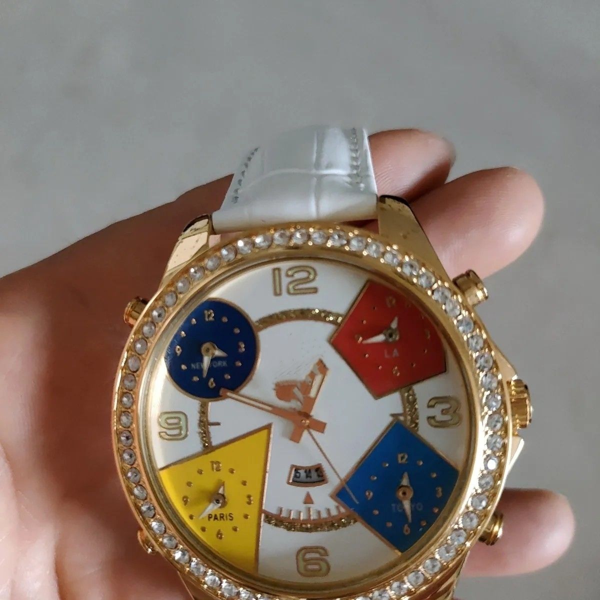 Iced Out Gold Watch Men's Multi-Function Leather | Caratix