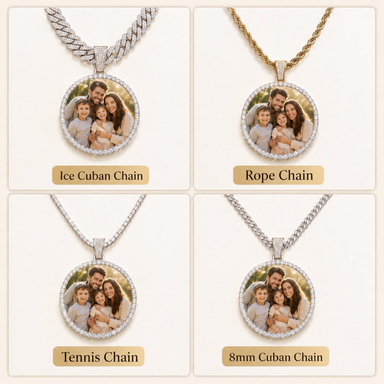 CARATIX 68.5mm Custom Photo Medallion Pendant Necklace