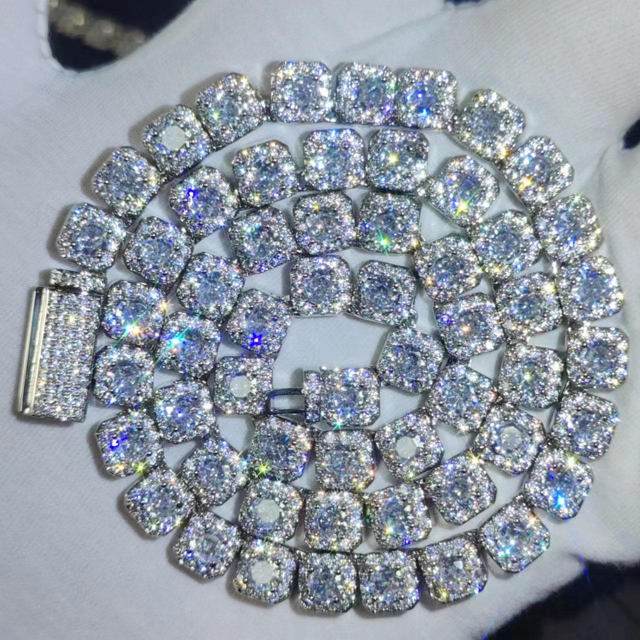 CARÁTIX - 7MM 5A Zircon Cluster Tennis Chain  Square Sparkling CZ Link Necklace Anniversary gift for him or her Valentine's Day Gift for Men & Girls & Boys Mothers' Day Gift #Springtok