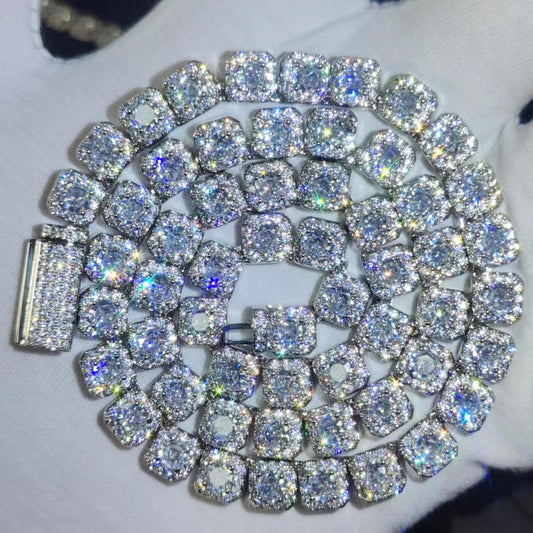 CARÁTIX - 7MM 5A Zircon Cluster Tennis Chain  Square Sparkling CZ Link Necklace Anniversary gift for him or her Valentine's Day Gift for Men & Girls & Boys Mothers' Day Gift #Springtok