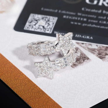 Moissanite Star Men’s Ring | S925 Silver Full Iced Out Hip Hop Jewelry - CaratixJewelry