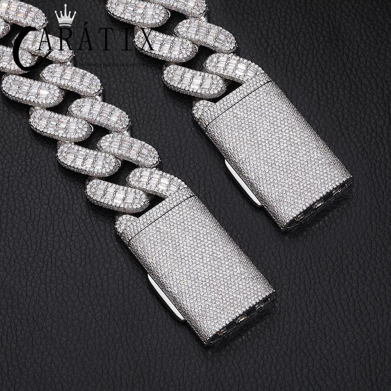 CARÁTIX 28mm Heavy Cuban Link Chain Necklace – 5A+ CZ Iced Out Solid Hip Hop Bling Jewelry for Men | Rapper Gift