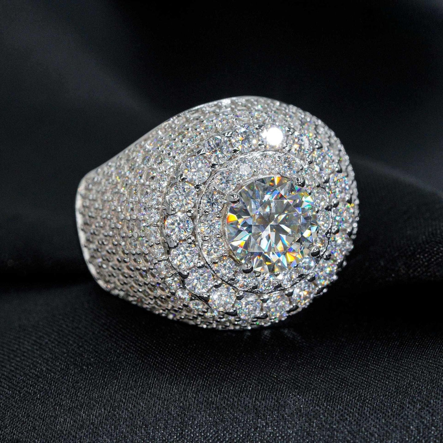 8mm Moissanite Men’s Ring | S925 Silver Full Iced Out Hip Hop Jewelry - CaratixJewelry