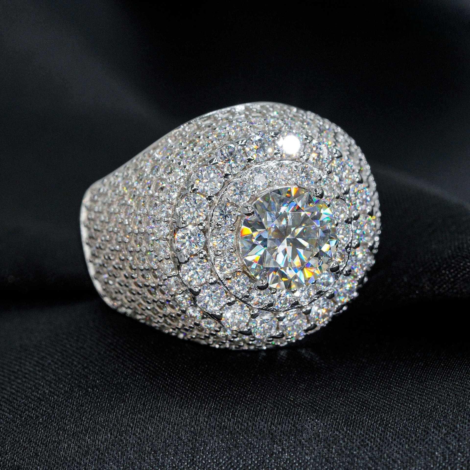 8mm Moissanite Men’s Ring | S925 Silver Full Iced Out Hip Hop Jewelry - CaratixJewelry