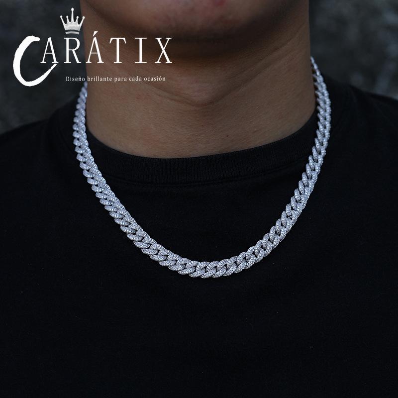 CARÁTIX 8MM Miami Cuban Chain Necklace – Hip Hop Iced Out Jewelry with 3A+ CZ Stones for Men & Women