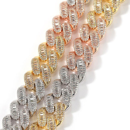 CARÁTIX 15mm Square CZ Cuban Chain | Claw Set Iced Out Hip Hop Necklace for Men (14"-20") - CaratixJewelry