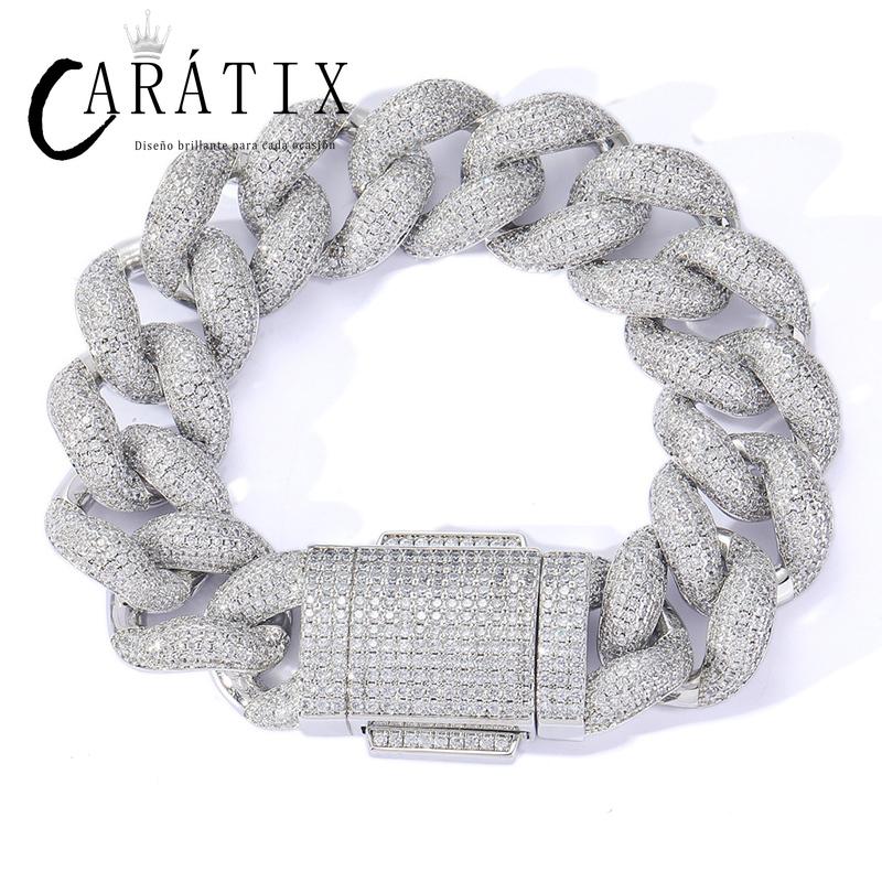 CARÁTIX Iced Out Round CZ Cuban Miami Link Chain Necklace – Hip Hop Jewelry in Gold & Silver for Men & Women