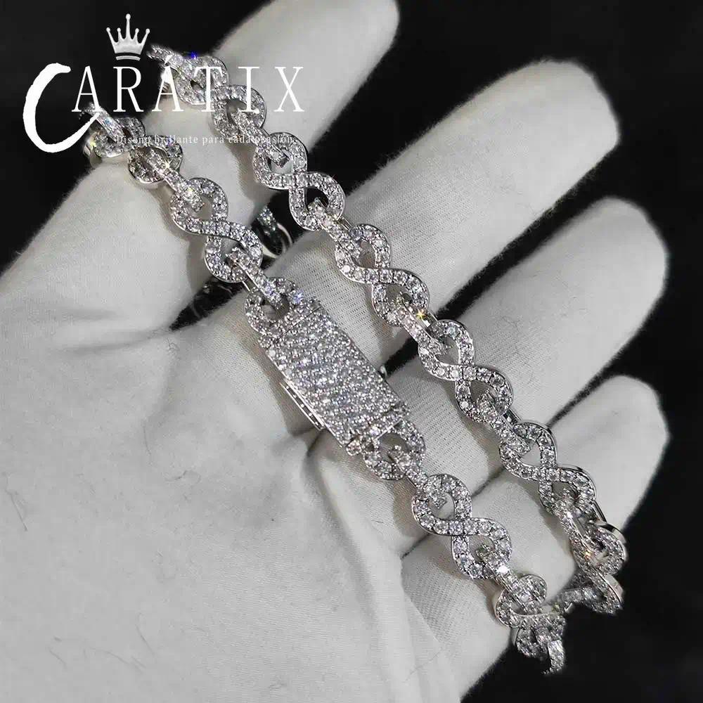 CARÁTIX – 6mm Infinity 8-Character Cuban Link Necklace | Paved Crystal Bling Jewelry for Men & Women
