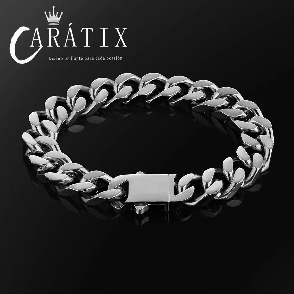 CARÁTIX-Chunky Necklace High Polished Stainless Steel Miami Flat Curb Cuban Link Chain For Men Valentine's Day Gift for Men & Girls & Boys Mothers' Day Gift #Springtok