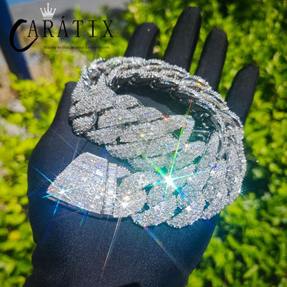 CARÁTIX Big Round Cuban Link Chain Necklace – Iced Out CZ Hip Hop Jewelry for Men & Women