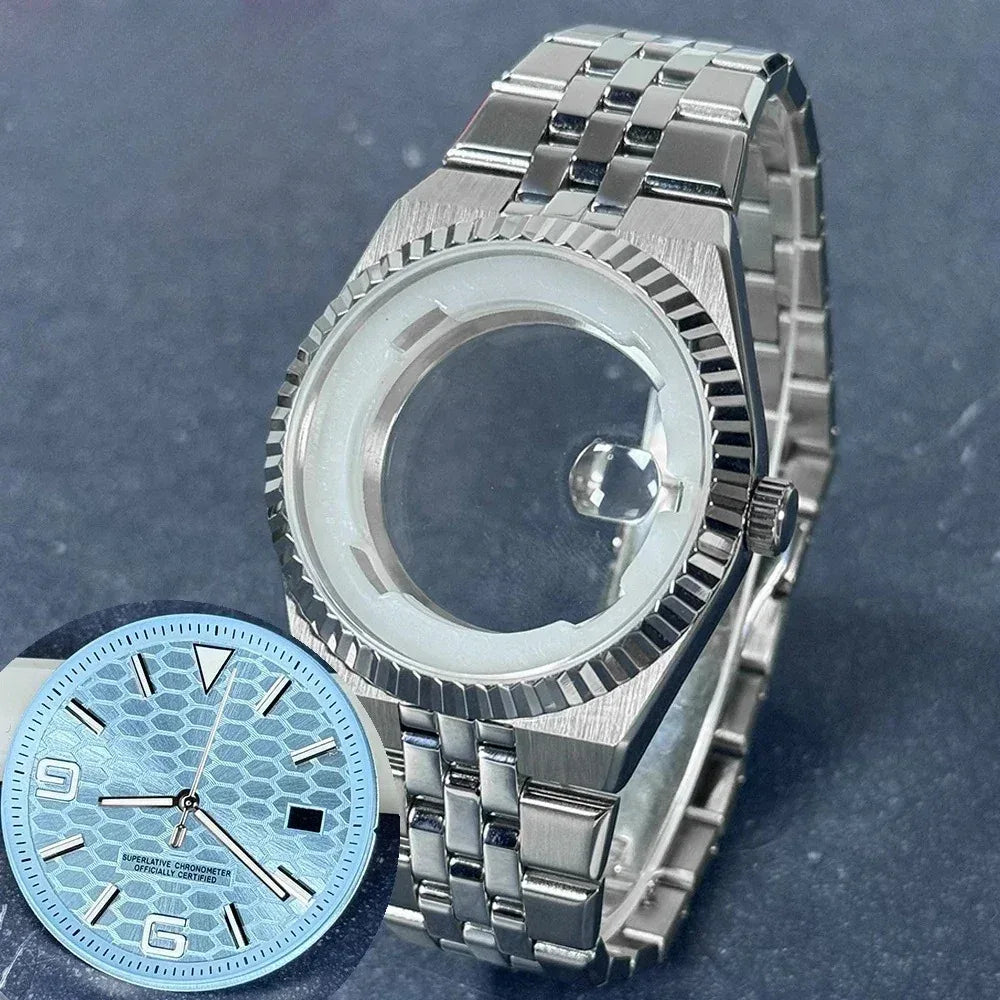 40mm Land-Dweller Watch Case & Dial Kit | Fits NH35 Miyota 8215 | 316L Stainless Steel Automatic Mechanical Case | Custom Iced Out Watch Base | Caratix