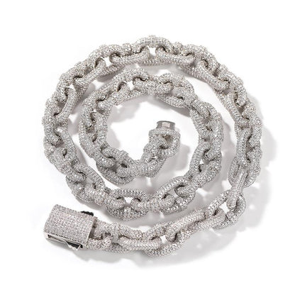 CARÁTIX 14mm O Shape Link Chain Necklace – 5A+ CZ Iced Out Hip Hop Bling Jewelry for Men | Solid Rapper Gift