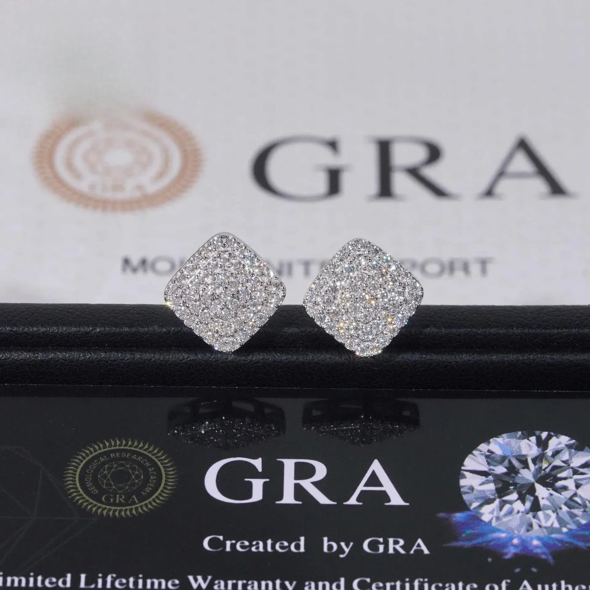 S925 Silver Three Row Full Pave Moissanite Stud Earrings - CaratixJewelry