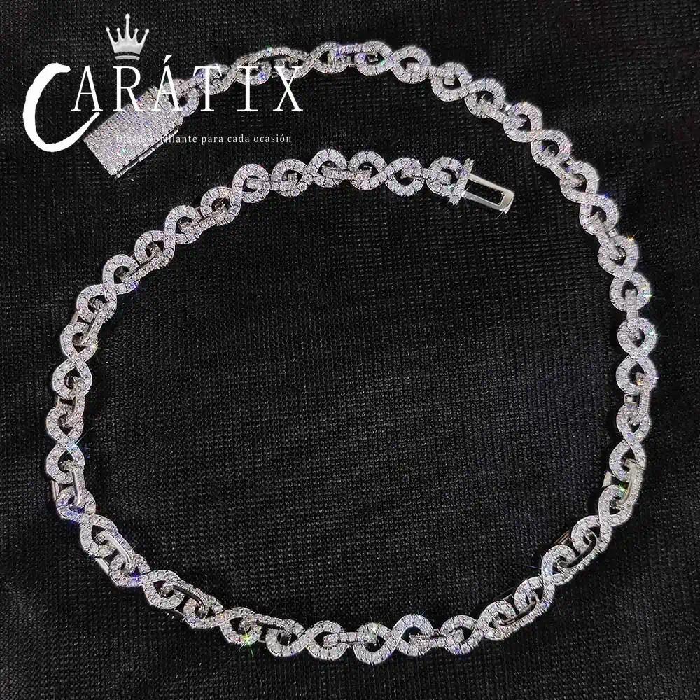 CARÁTIX – 6mm Infinity 8-Character Cuban Link Necklace | Paved Crystal Bling Jewelry for Men & Women
